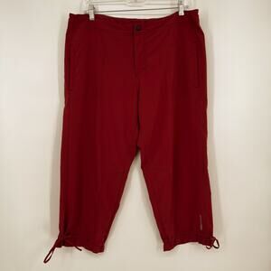 Marmot Womens Crop Capri Pant Large Cranberry Lightweight Hiking Travel Tie Cuff